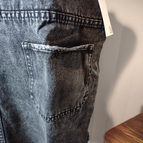 NWT Juniors' SO® Scoop Front Pinafore Dress Black Wash Denim - Picture 7 of 14